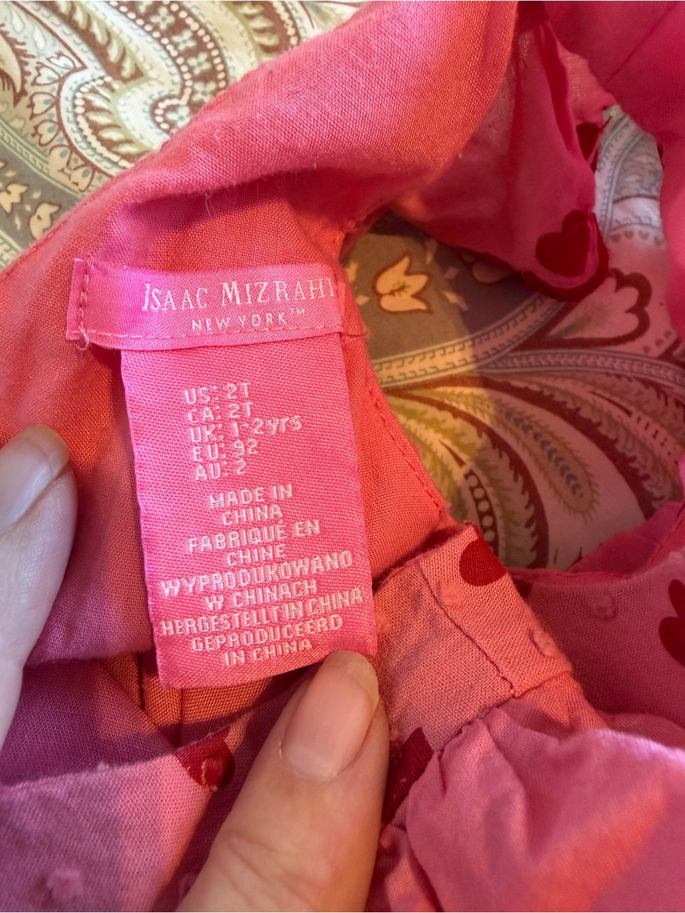 Isaac Mizrahi Pink Dress with Red Heart Print and Flutter Sleeves - Picture 3 of 5